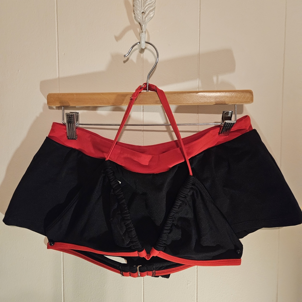 Anne Klein 2 Piece Bikini Set - Black and Red Bikini Top and Bottom